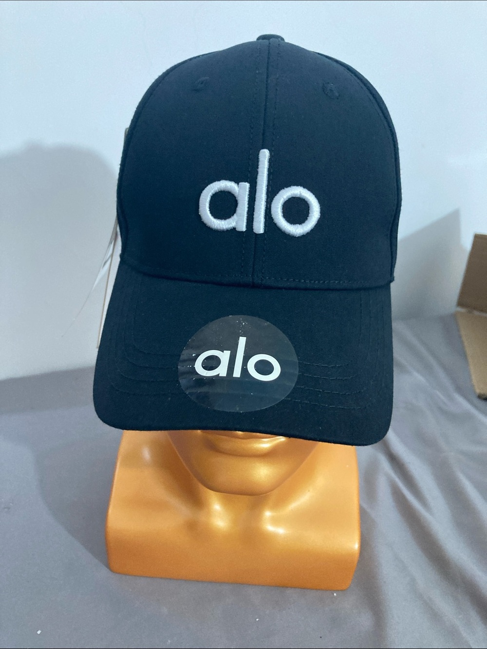 ALO Yoga Kids Black Cap with White Embroidered Logo